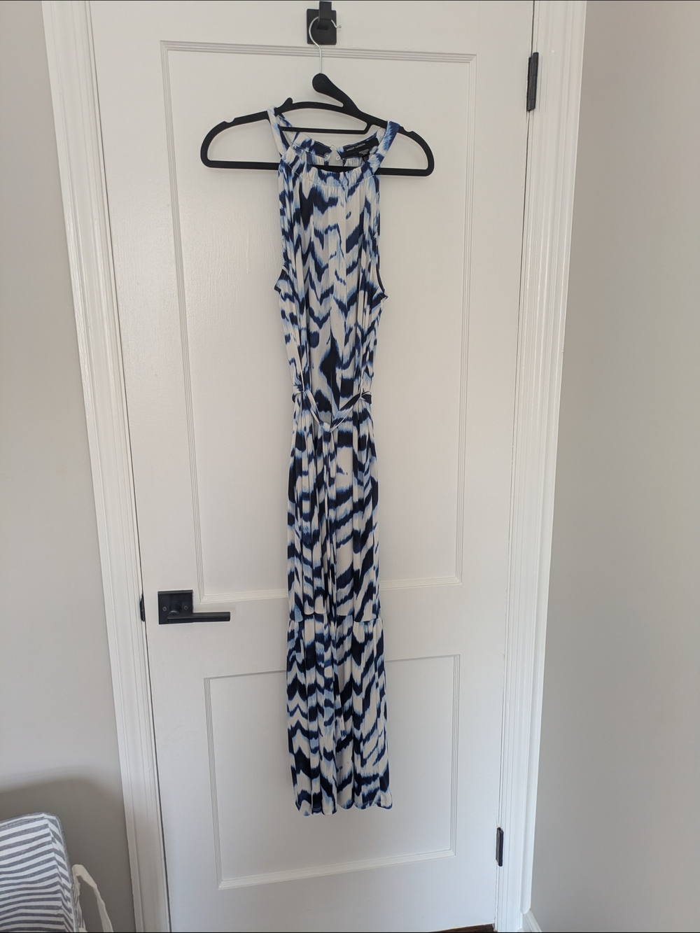 Maggy London Blue and White Print Maxi Dress